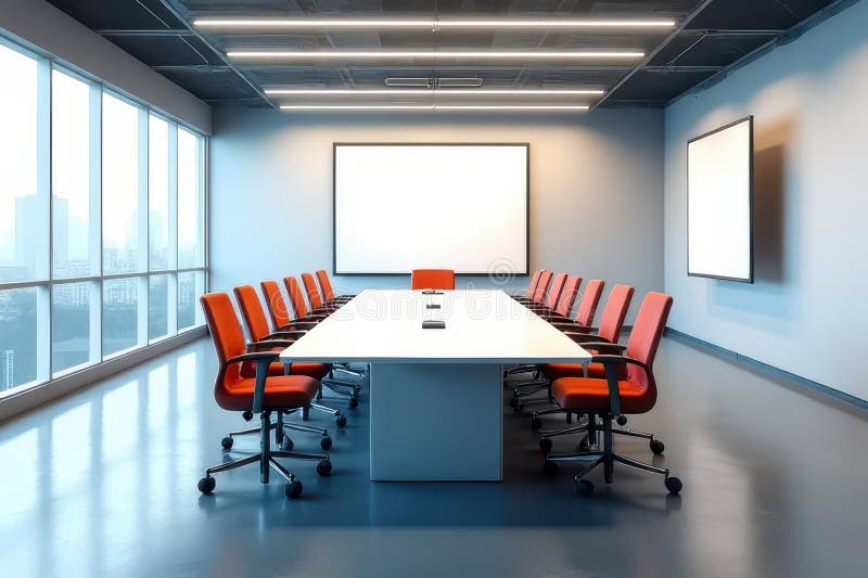 Modern Tech-Focused Conference Space vector illustration
