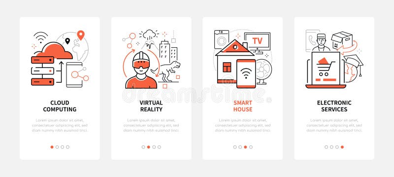 Modern technologies - line design style web banners vector illustration