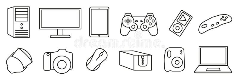 Modern technology icons. Modern technologies. Technology line icons stock illustration