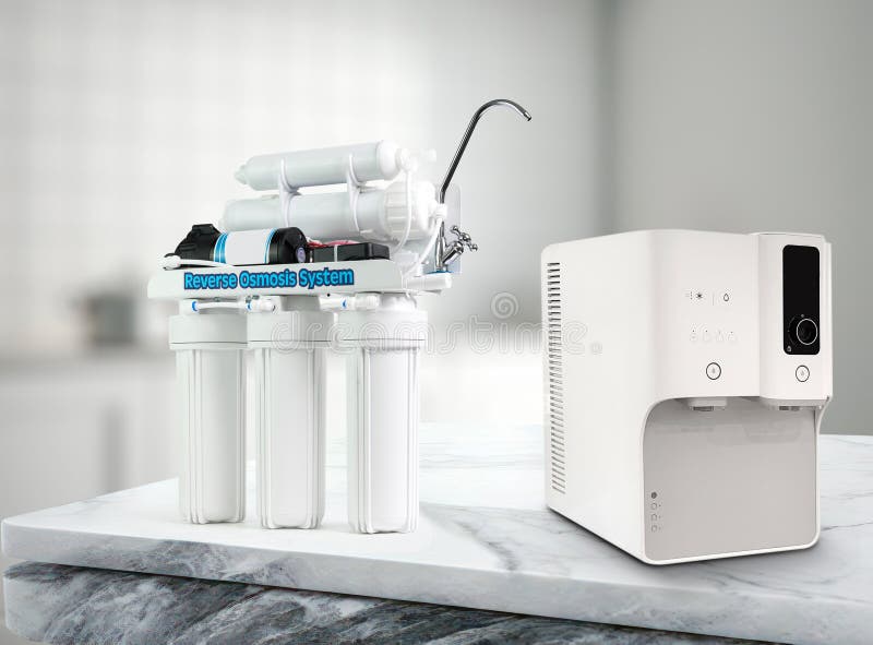 Modern Technology Water Purifier. New Water Cooler Format Stock Photo