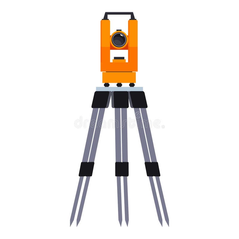 Modern teodolitmätarutrustning som står på tripod royaltyfri illustrationer