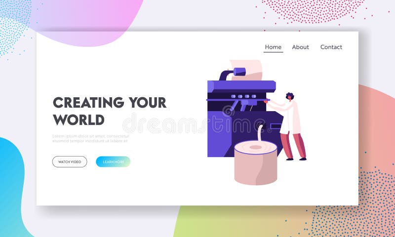 Modern Textile Factory Working Sewing Plant Equipment Website Landing Page. Manufacturing of Cotton Fibers stock illustration Modern Textile Factory Working Sewing Plant Equipment Website Landing Page. Manufacturing of Cotton Fibers stock illustration