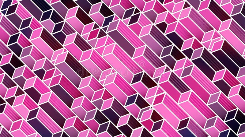Isometric pattern with colored rectangles. 3d render seamless loop animation 4K royalty free illustration