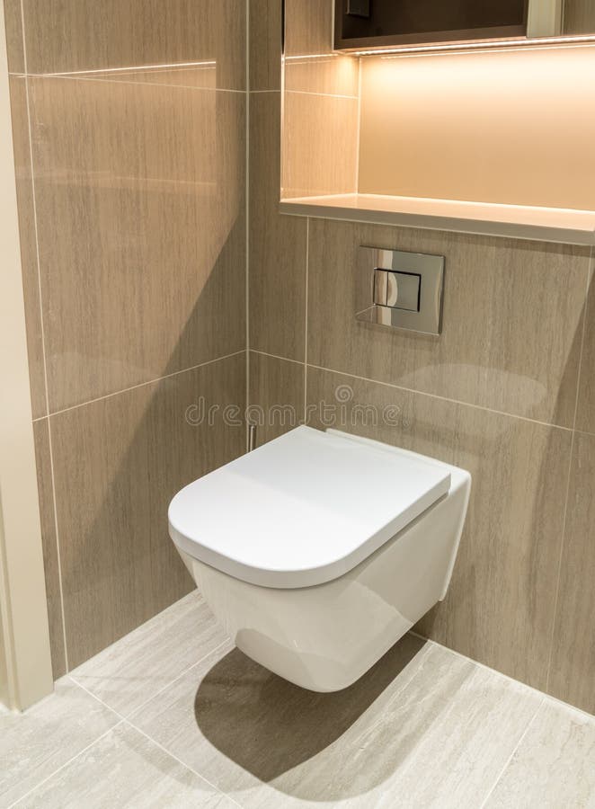 Modern bathroom or WC toilet interior, with clean detais and