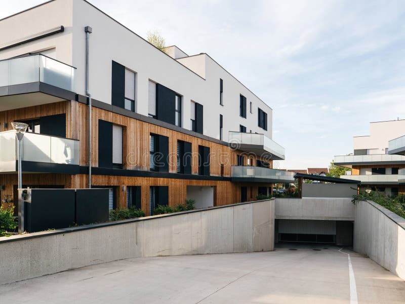 Modern Apartment Building With Underground Parking Stock Photo - Image