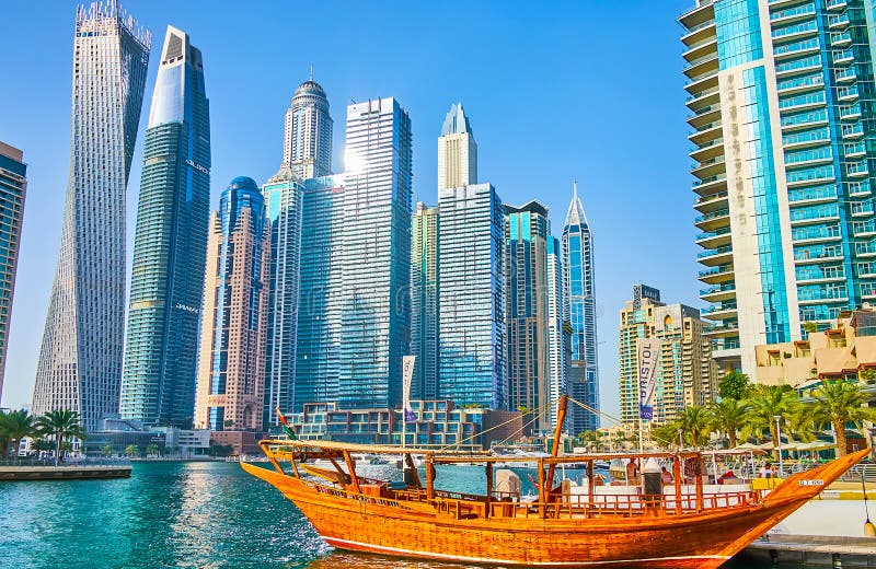 Modern and traditional fusion of Dubai Marina, UAE royalty free stock photography