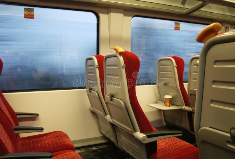 Modern train seats and window