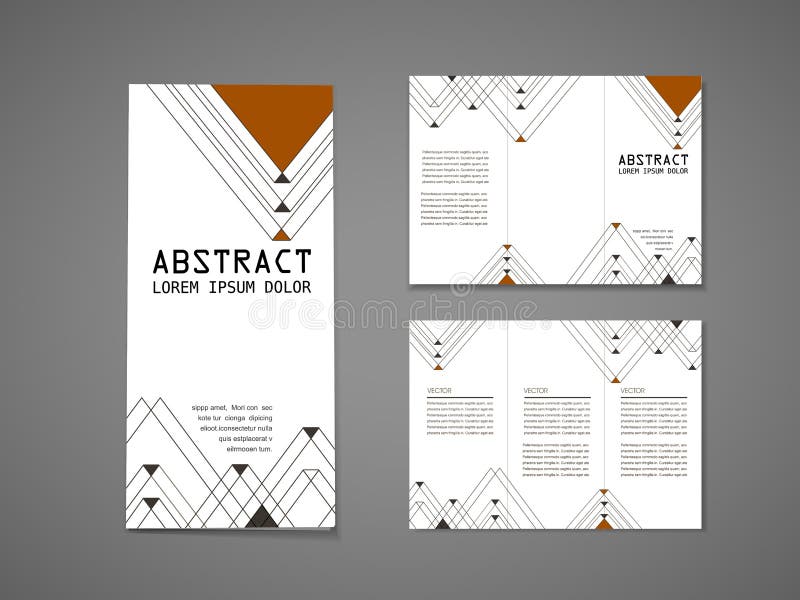 Modern triangle pattern background tri fold brochure vector illustration