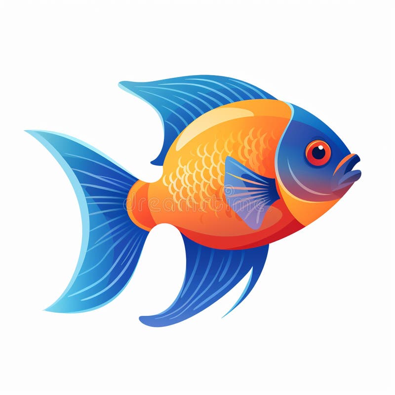 Modern tuna vector white and orange fish steel blue betta purple guppy yellow and blue saltwater fish orange koi fish vector illustration