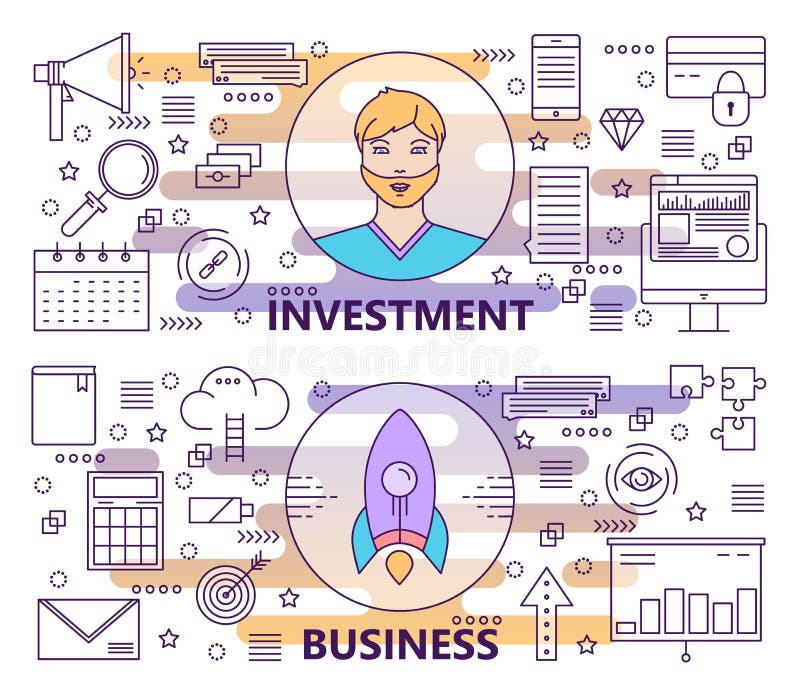 Modern tunn linje investering för vektor och affärsbaner vektor illustrationer Modern tunn linje investering för vektor och affärsbaner vektor illustrationer