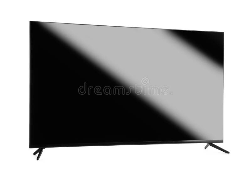 Modern TV with Blank Wide Screen Isolated on White Stock Image Image