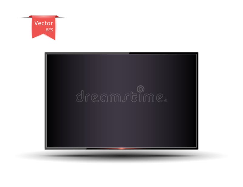 Modern TV, Dark Blank Screen with Shadow. the Glow of the Power Button