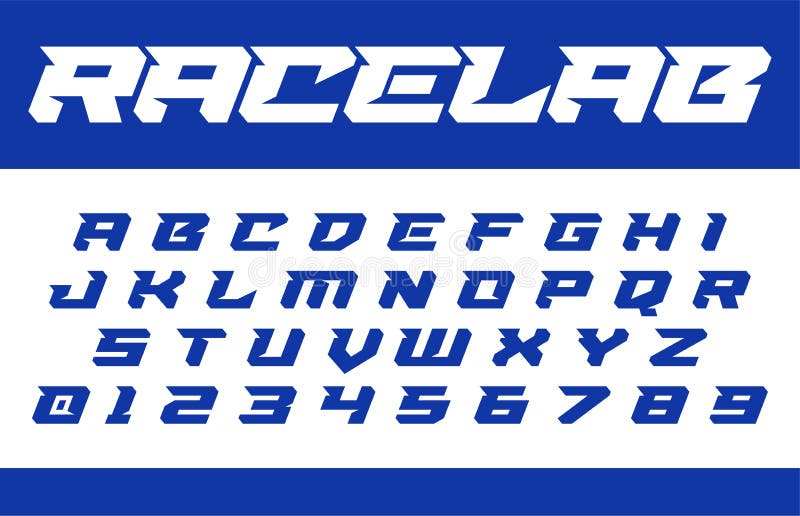 Racing font alphabet letters with wind effect. Modern sport logo