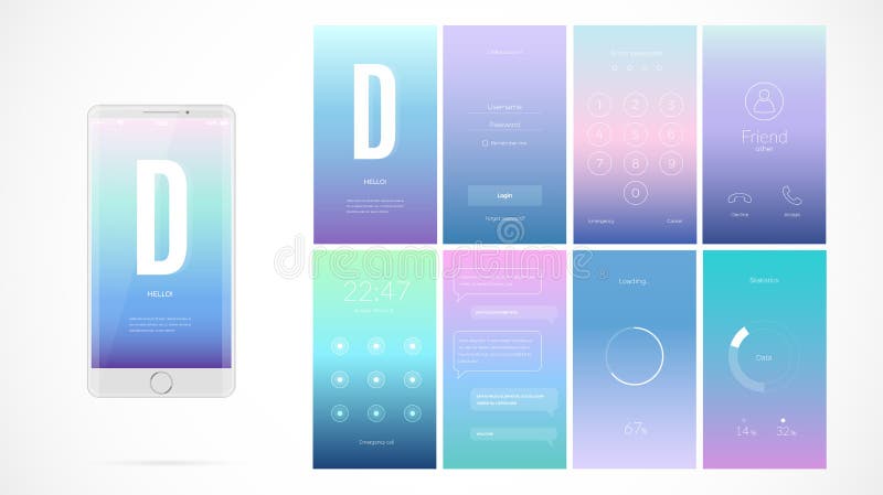 modern ui screen design mobile app web icons gui vector ux flat wireframe kit lock login page enter 88099840