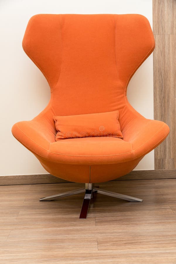 Modern Upholstered Orange Leg Chair Stock Photo Image of design