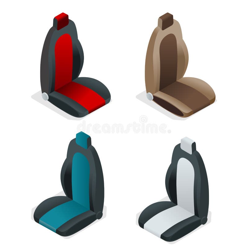 Modern uppsättning av bilsätesymboler Redigerbar automatisk samling Vektorn isometrisk 3d sänker illustrationen royaltyfri illustrationer Modern uppsättning av bilsätesymboler Redigerbar automatisk samling Vektorn isometrisk 3d sänker illustrationen royaltyfri illustrationer