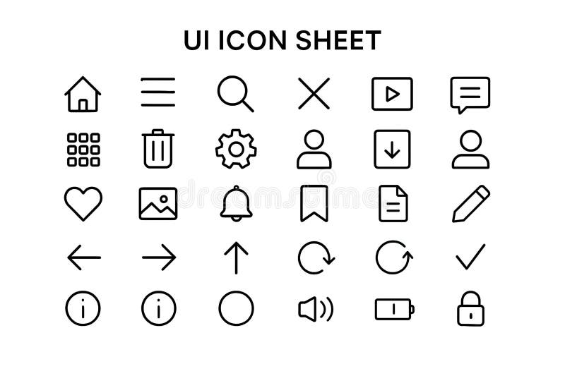 Modern User Interface UI Icons for Mobile App Development and Website Navigation