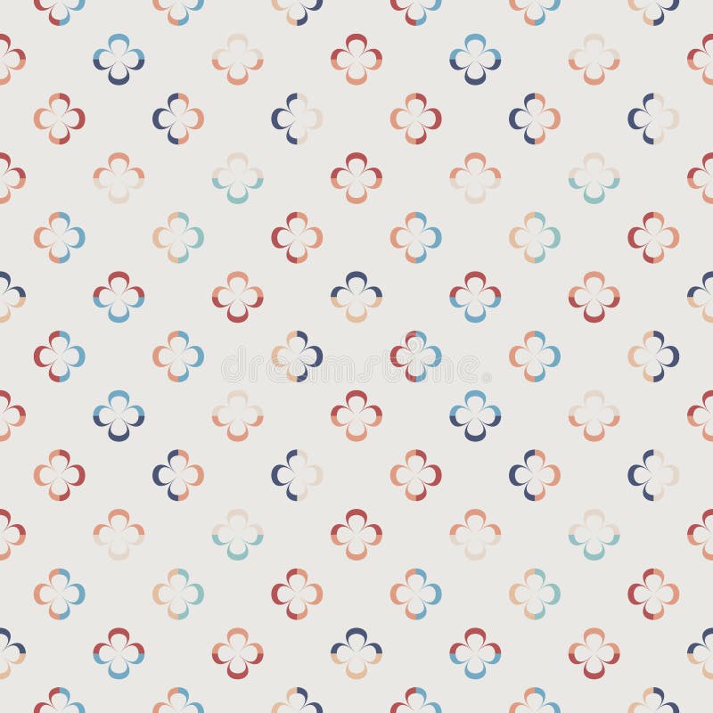 Modern vector abstract seamless pattern with stylised flower outlines in retro style. stock illustration