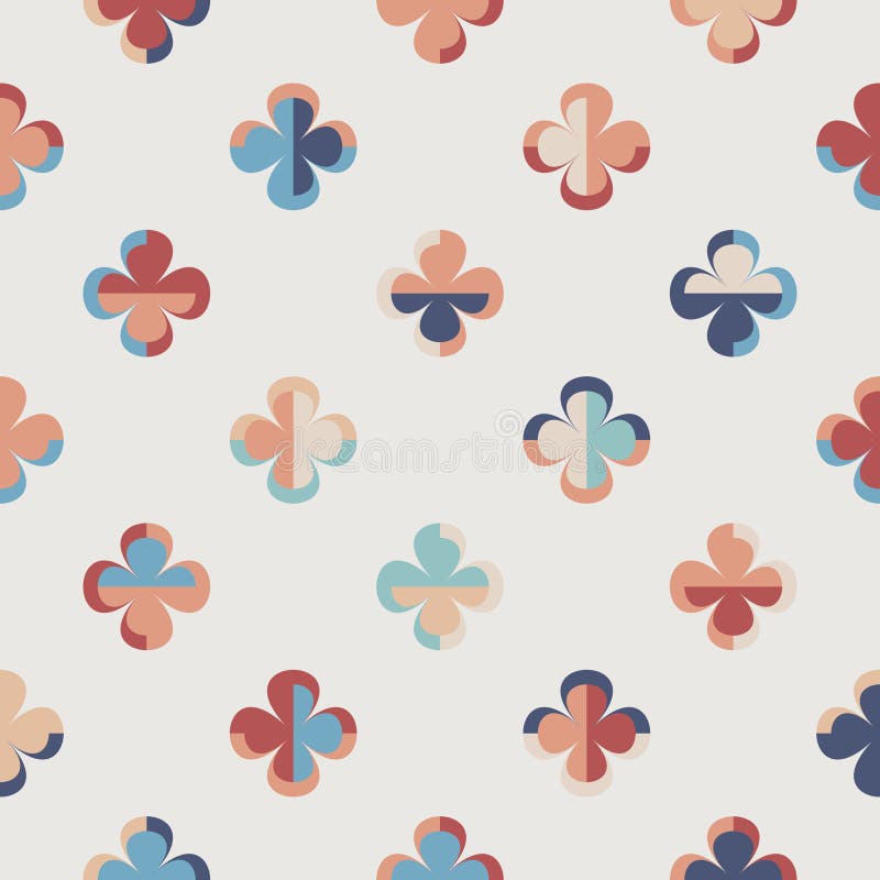 Modern vector abstract seamless pattern with stylised flowers in retro style. royalty free illustration