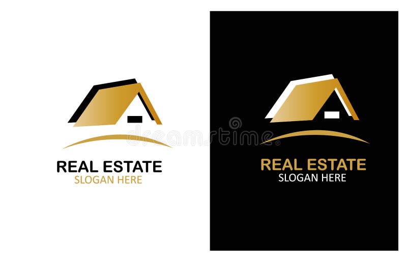 Golden Real Estate Logo Design Vector Stock Vector Illustration of