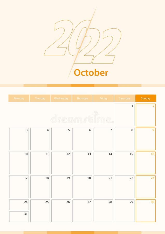 October 2018 Planner Calendar Vector Illustration Simple And Clean Design 2