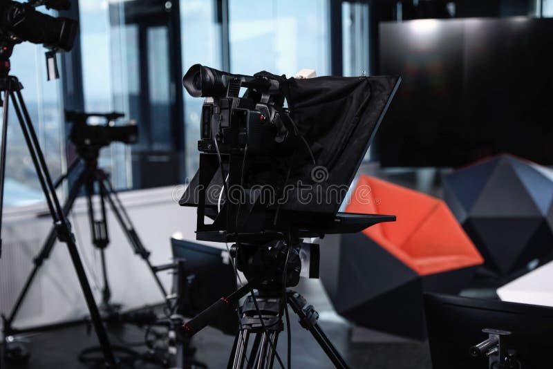 Video Recording Studio with Professional Equipment, Focus on Camera