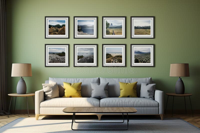 Modern Wall in a Living Room with a Group of Identical Rectangle