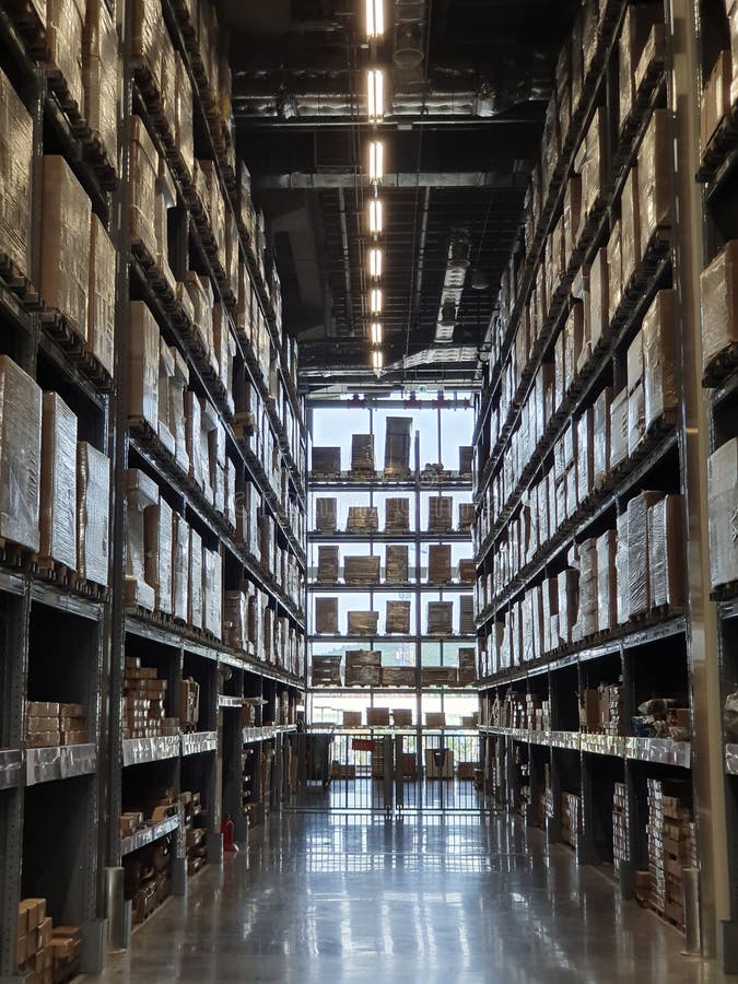 Modern Warehouse Aisle in a Distribution Center