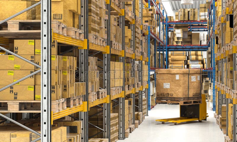 Modern warehouse interior royalty free illustration