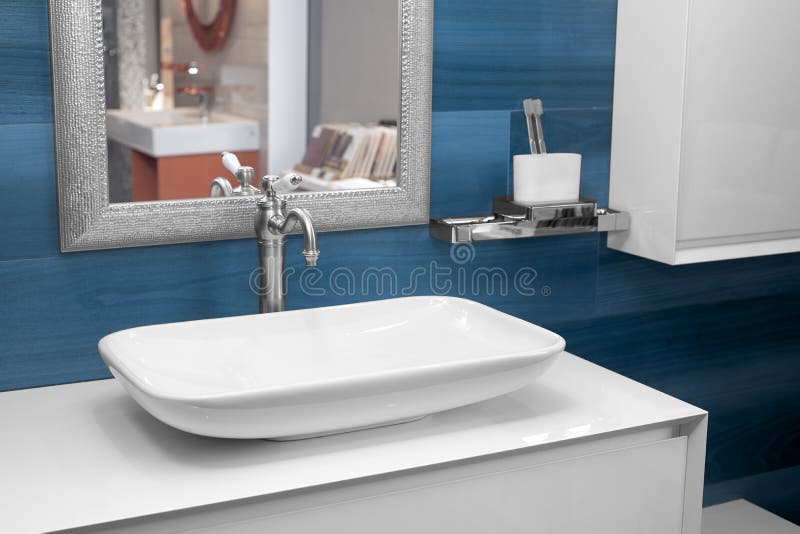 Modern Wash Basin in the Bathroom Stock Image Image of beige, design