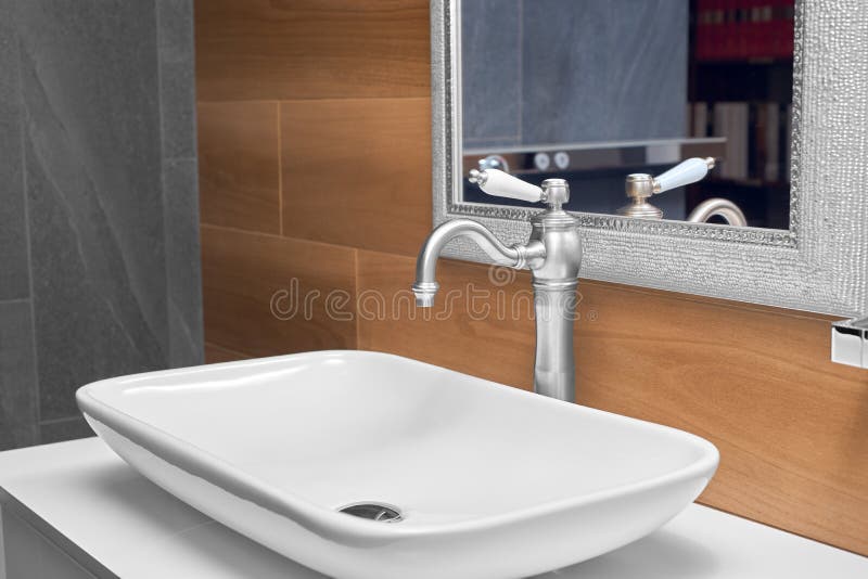 Modern Wash Basin in the Bathroom Stock Image Image of basin, clen