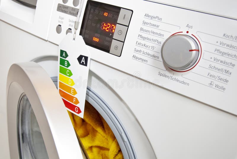 Modern washing machine with eco-label royalty free stock photos