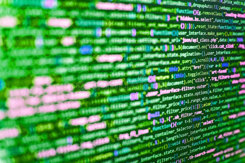 Modern web network and internet telecommunication technology. Close up of random computer code comprised of numbers and letters. royalty free stock photography