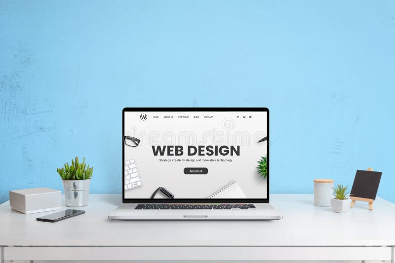 Modern Website of Web Design Company Presented on a Laptop Computer Stock  Image - Image of design, website: 194387597