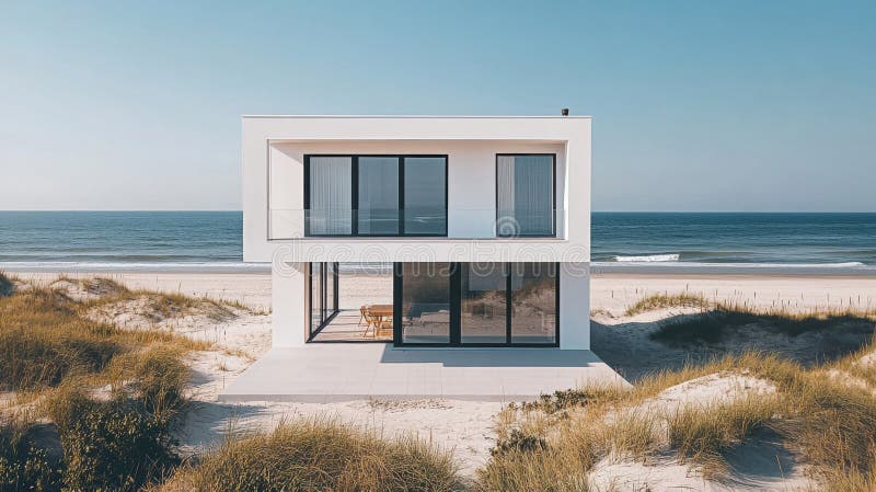 Modern White Beach House Arhitectură minimalistă stock illustration
