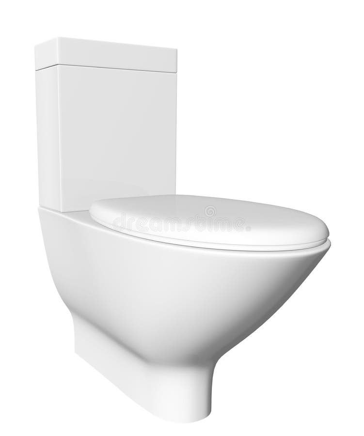 Modern White Ceramic and Acrylic Toilet Bowl and L Stock Illustration