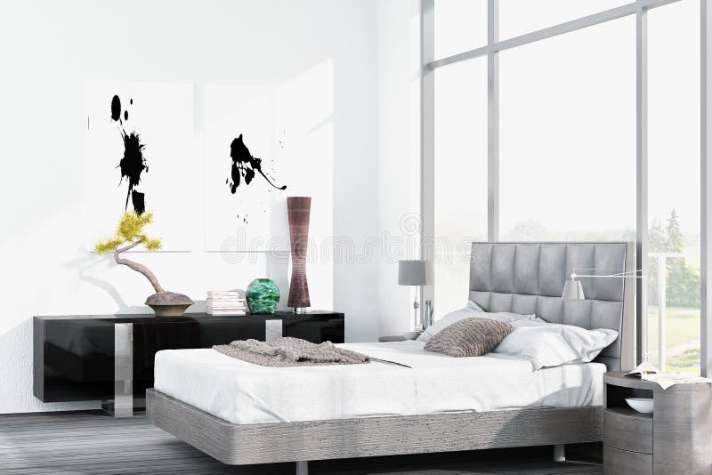 king bed against window