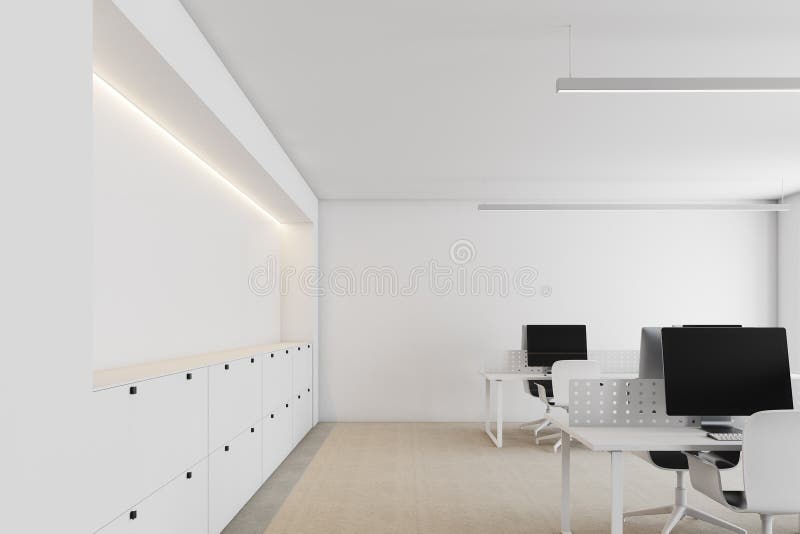 Modern White Office, Wall Close Up Stock Illustration Illustration of