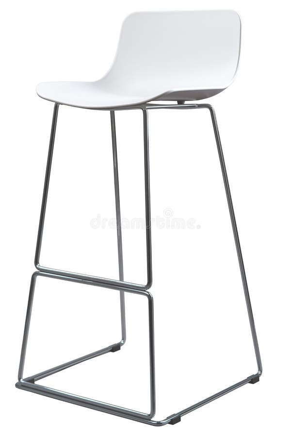Modern White Plastic Bar Stool. Designer Bar Chair Isolated on White