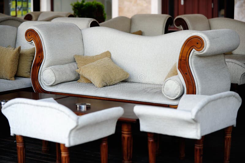 Modern White Sofa with Chairs Stock Photo Image of house, hotel 16089966