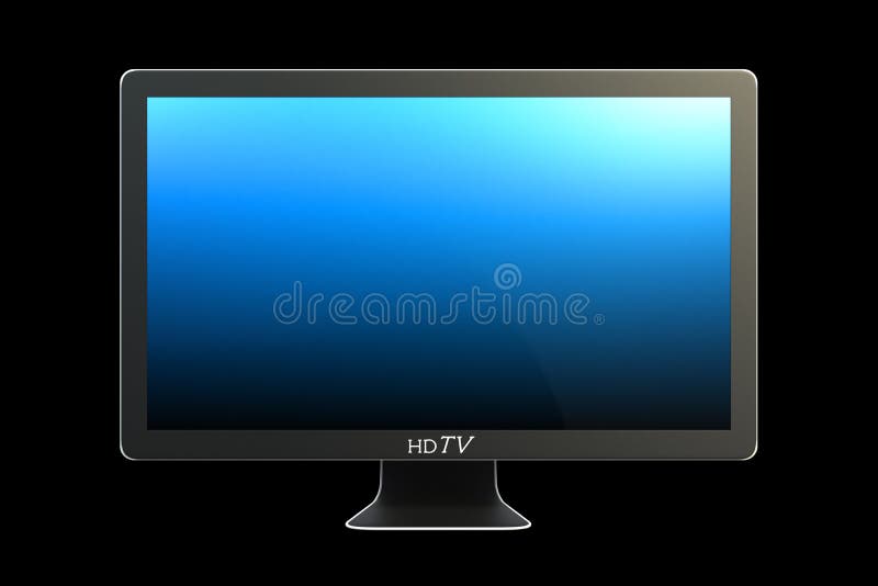 Modern Widescreen TV with Blue Screen Stock Illustration Illustration