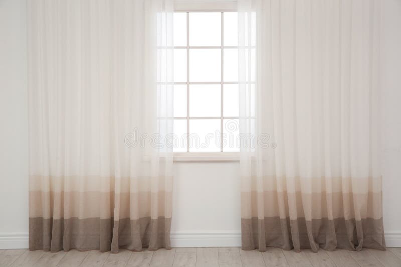 Modern window with curtains in room stock photography