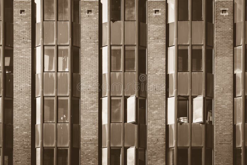 Modern Windows Facade in Sepia royalty free stock images