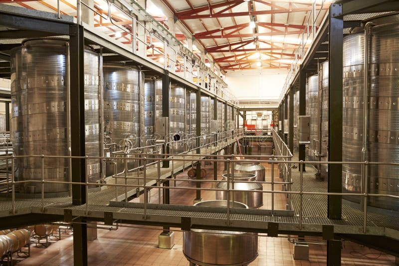 Modern Winemaking Facility Interior, Angled View Stock Photo Image of vats, copy 113670742