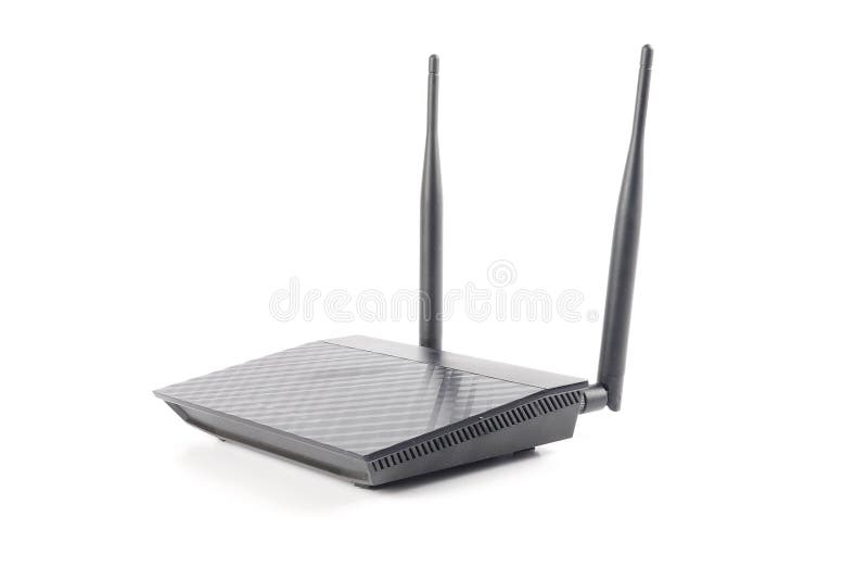 Modern wireless internet router isolated on white background.