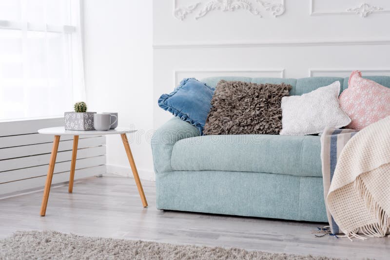Cozy Living Room Interior with Sofa Stock Photo - Image of lifestyle