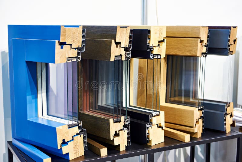 Modern wooden triple glazed windows in section royalty free stock image Modern wooden triple glazed windows in section royalty free stock image