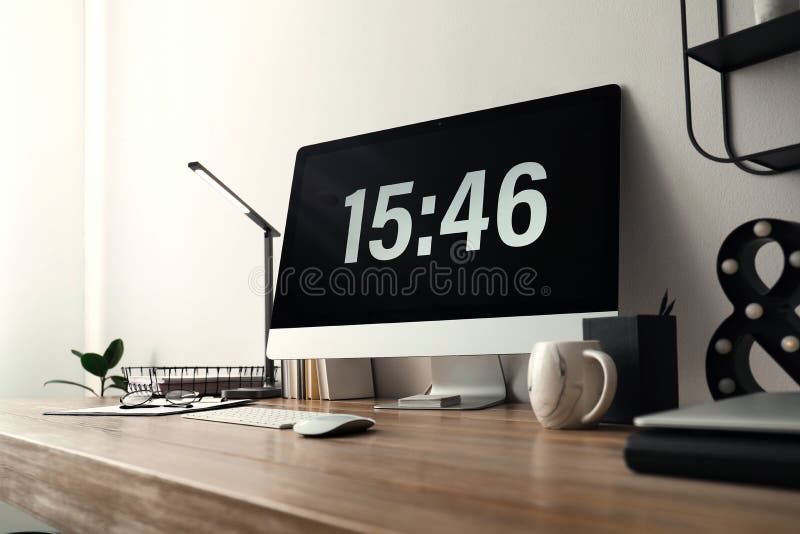 Modern Workplace with Computer in Room. Interior Stock Photo Image of