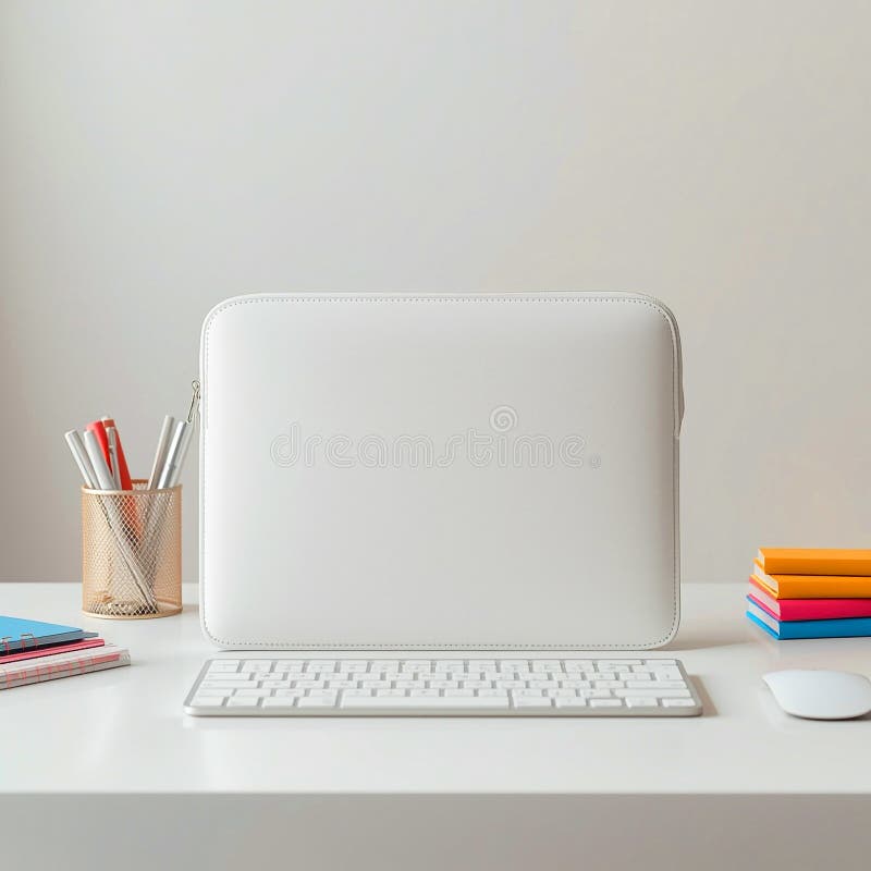 Modern Workspace Laptop Keyboard Office Essentials stock illustration