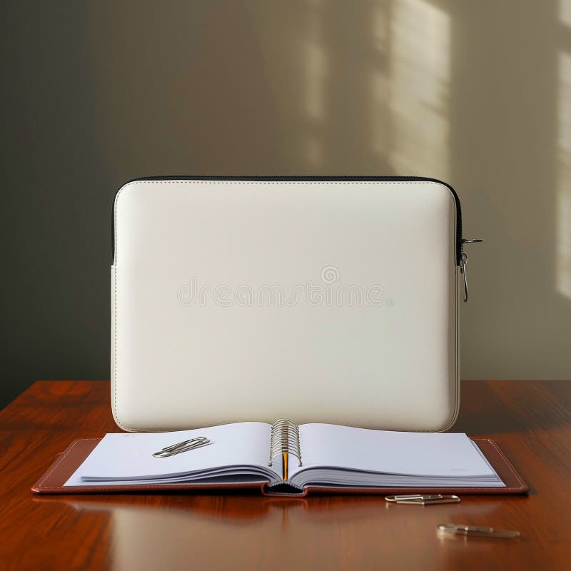 Modern Workspace Laptop Sleeve Notebook Office Essentials royalty free illustration